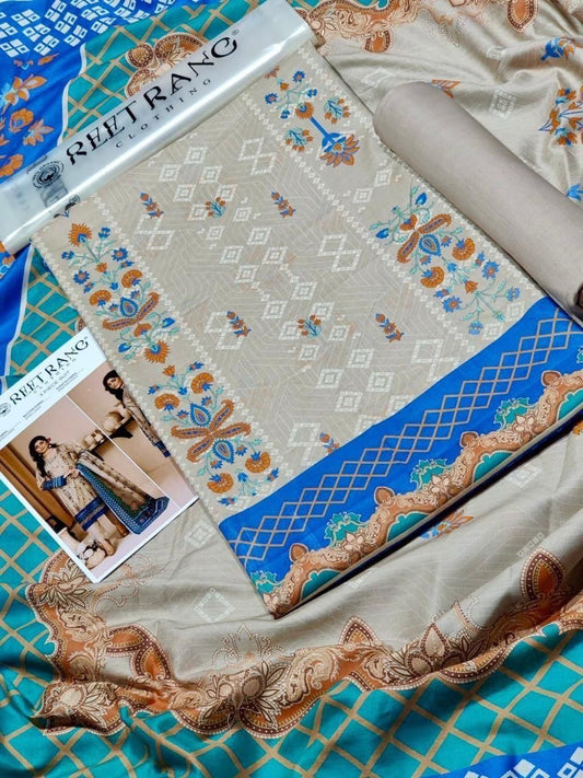 Reet Rang Unstiched Lawn 3 Piece