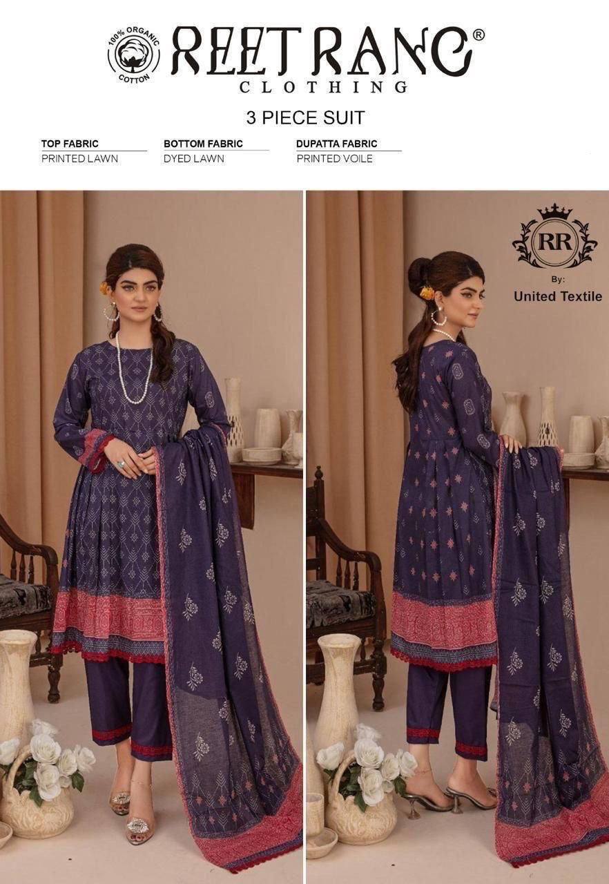 Reet Rang Unstiched Lawn 3 Piece