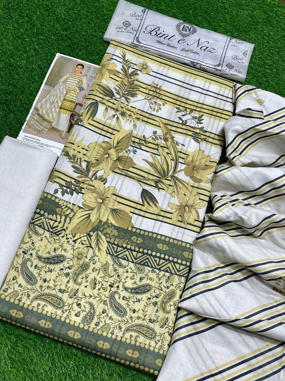 Bint e Naz Unstiched Lawn 3 Piece