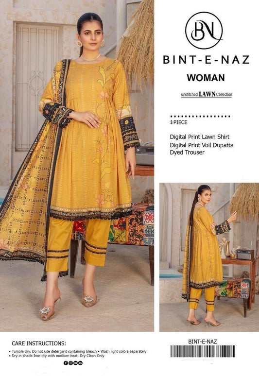 Bint e Naz Unstiched Lawn 3 Piece
