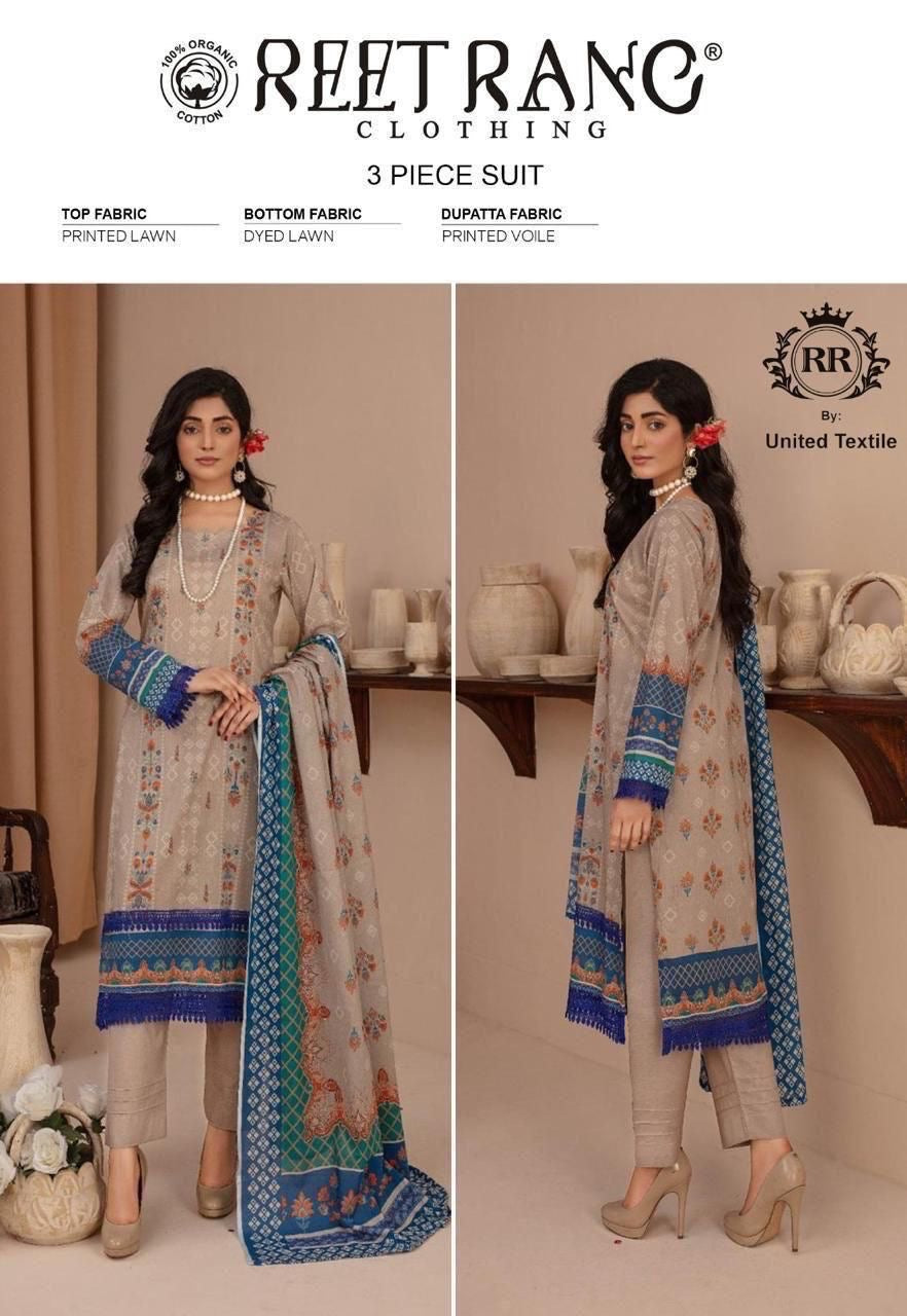 Reet Rang Unstiched Lawn 3 Piece