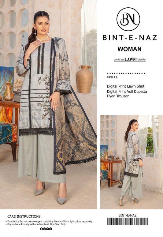 Bint e Naz Unstiched Lawn 3 Piece
