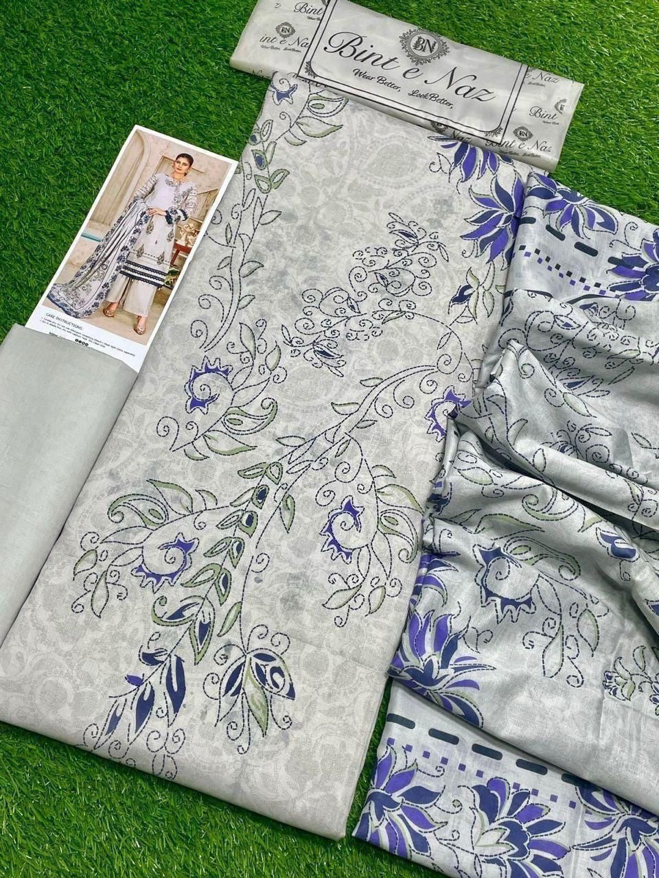 Bint e Naz Unstiched Lawn 3 Piece