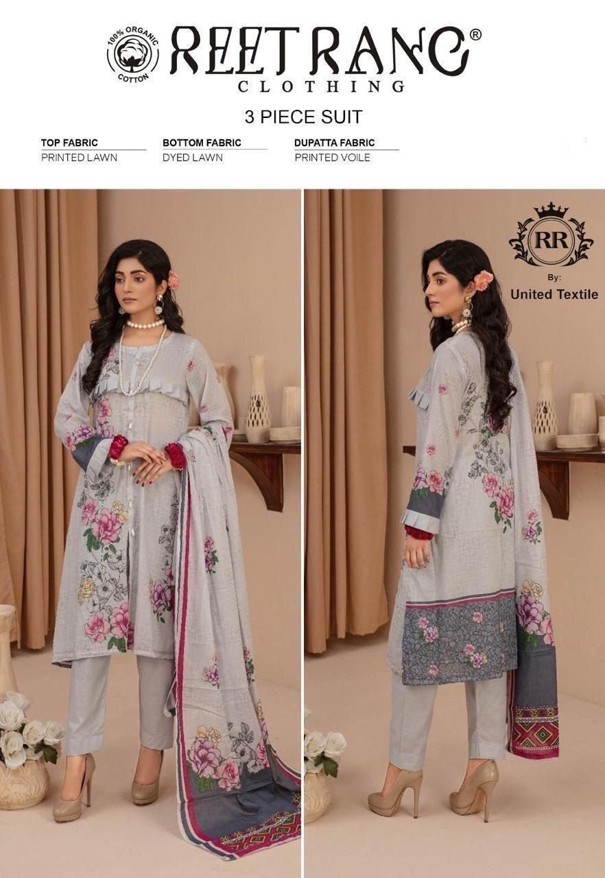 Reet Rang Unstiched Lawn 3 Piece