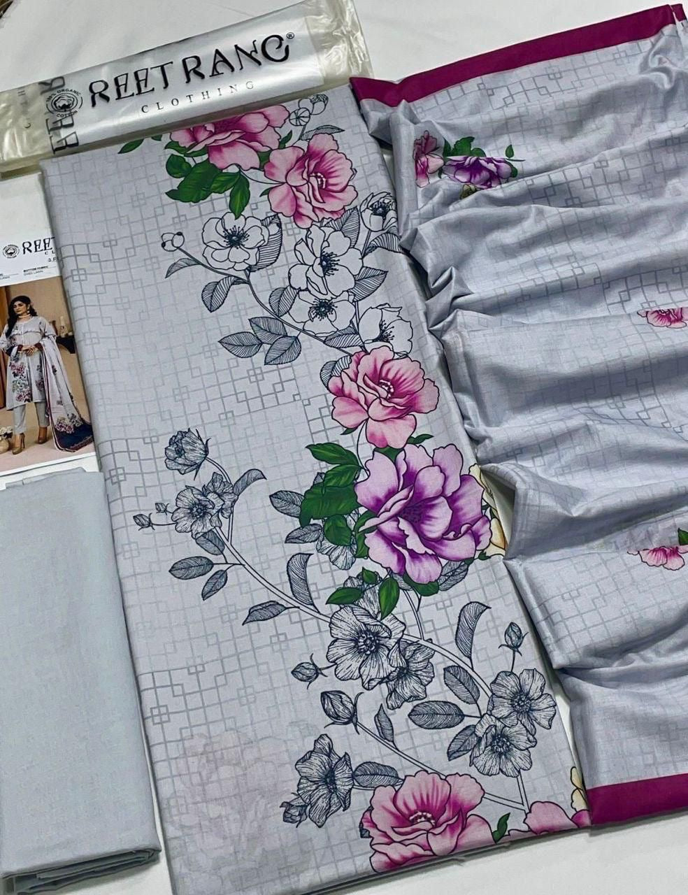 Reet Rang Unstiched Lawn 3 Piece