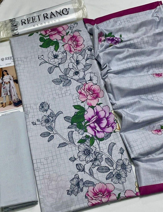 Reet Rang Unstiched Lawn 3 Piece