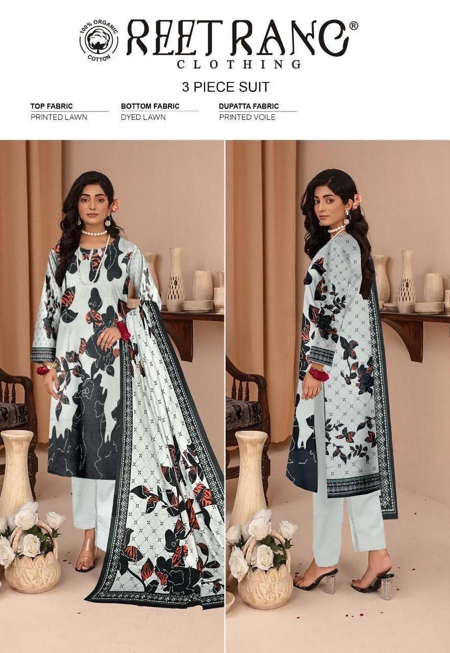 Reet Rang Unstiched Lawn 3 Piece