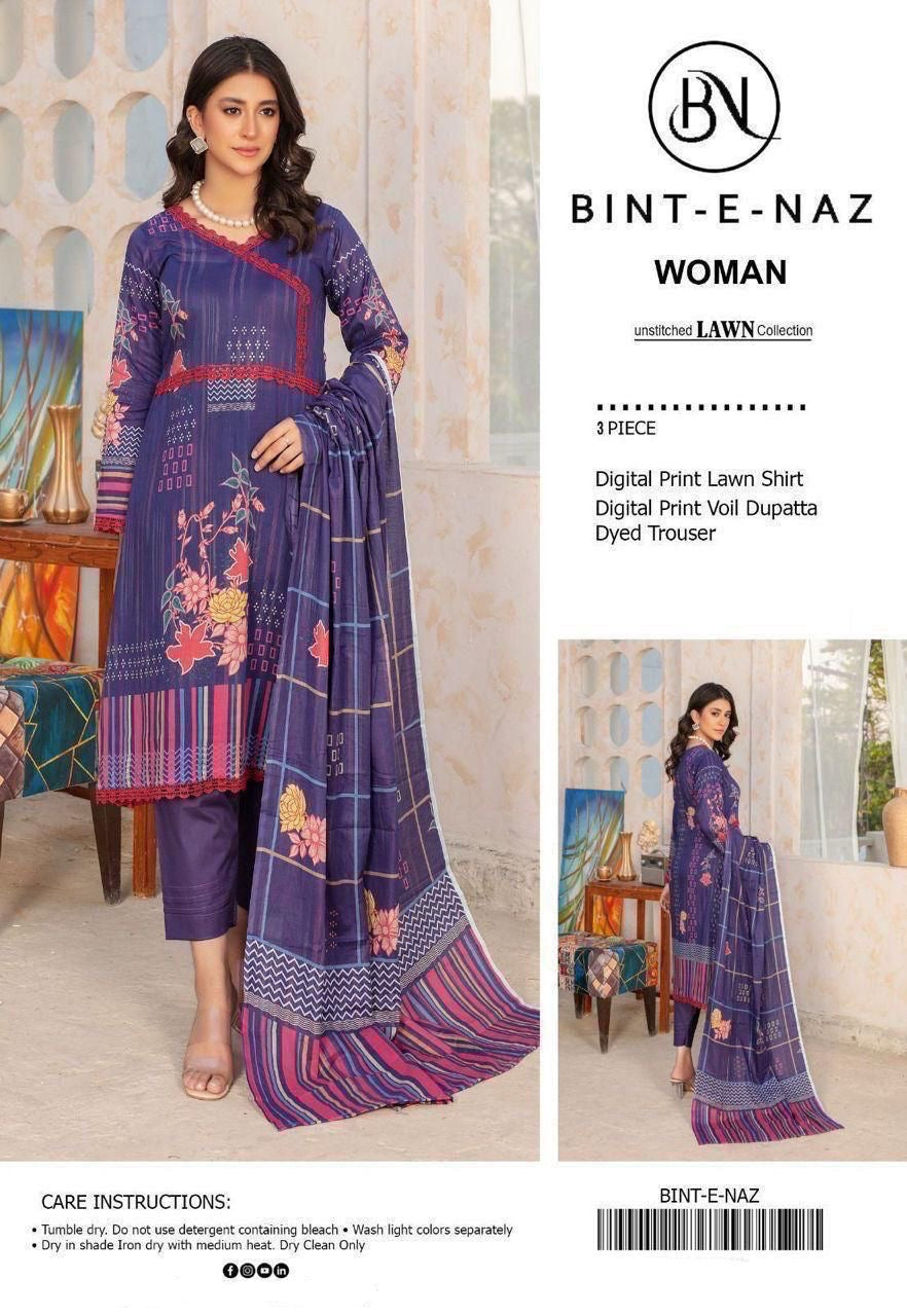 Bint e Naz Unstiched Lawn 3 Piece