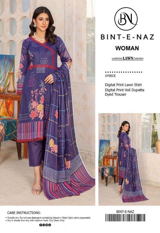 Bint e Naz Unstiched Lawn 3 Piece