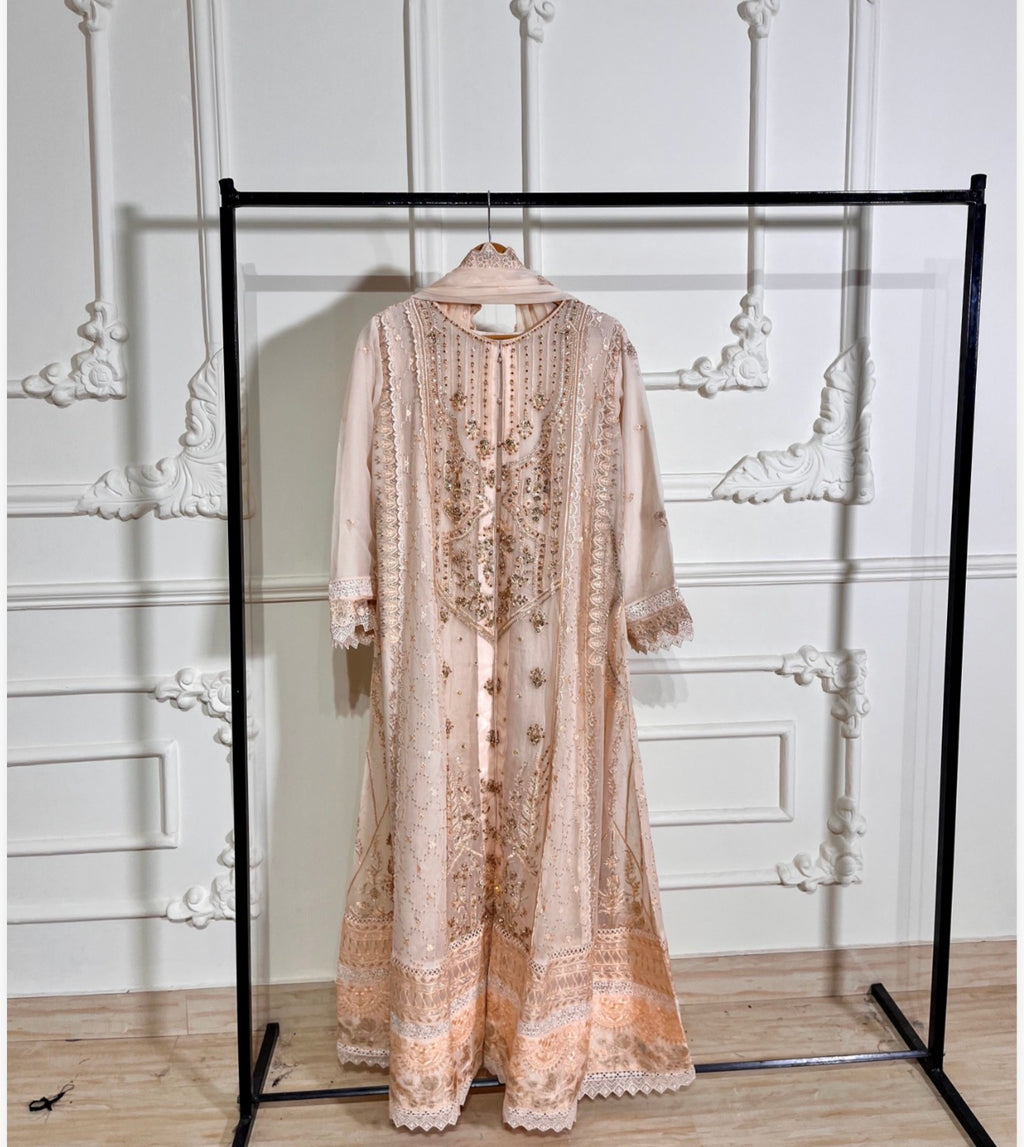 Agha Noor Pure Organza Embroidered 3-Piece Maxi Suit Set
