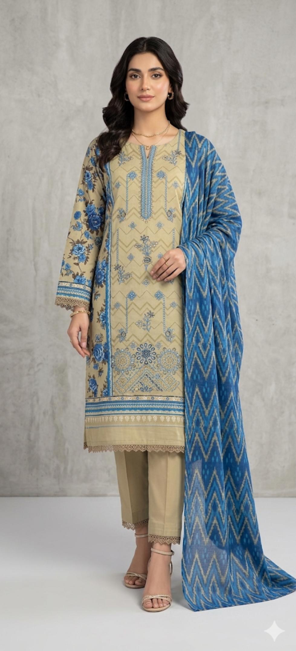 Alkaram Studio Fully Embroidered 3-Piece Luxury Lawn Suit
