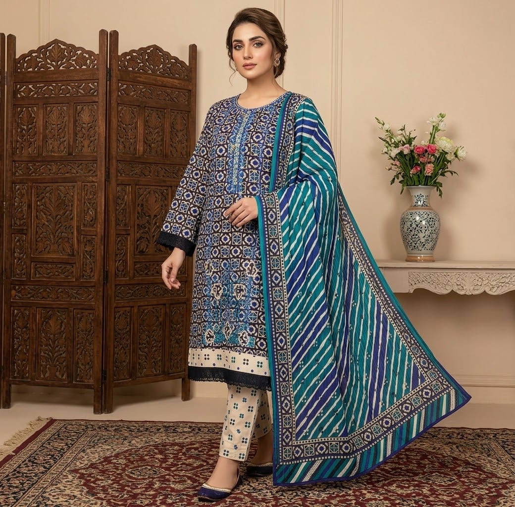 Alkaram Studio Fully Embroidered 3-Piece Luxury Lawn Suit