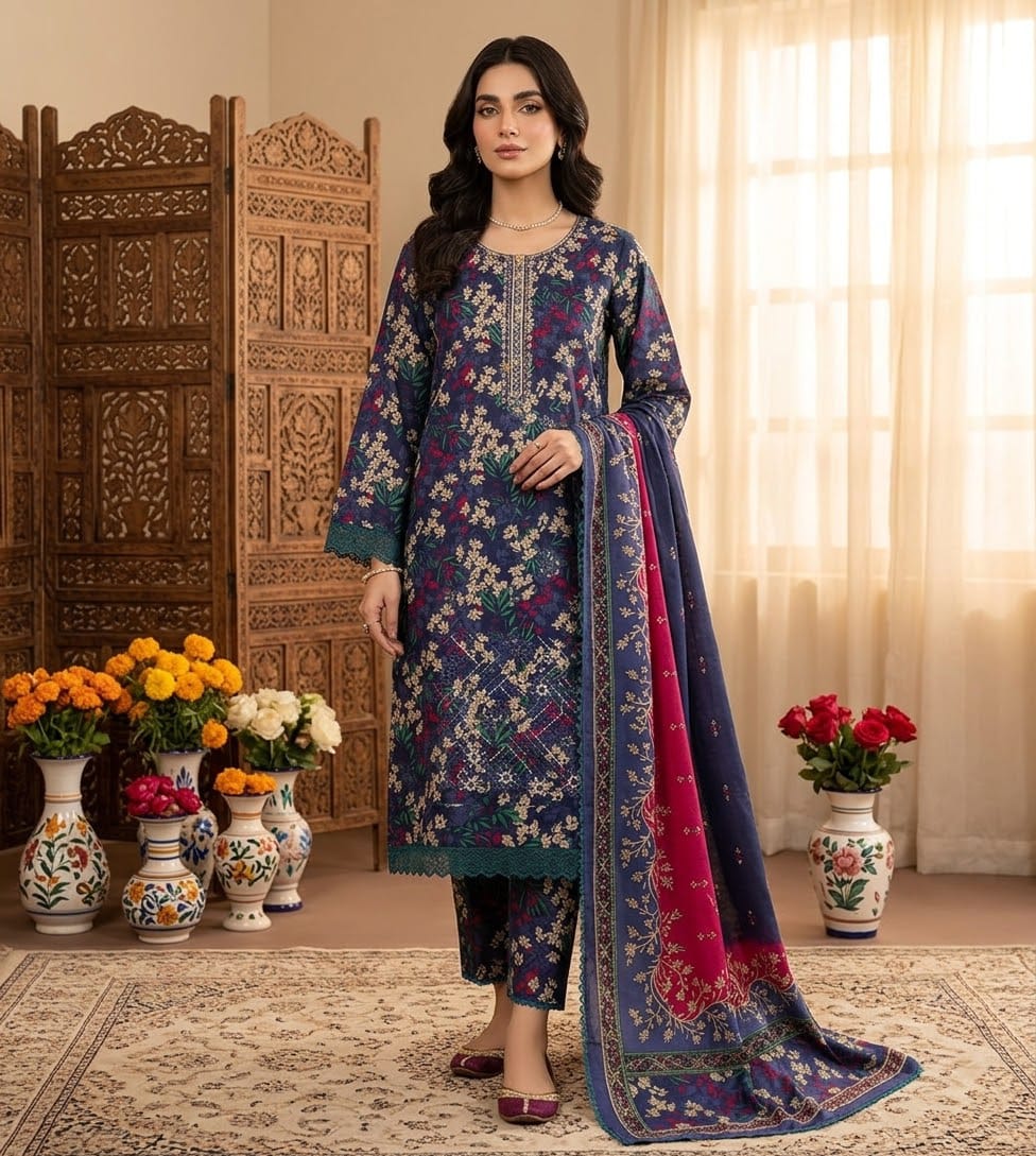 Alkaram Studio Fully Embroidered 3-Piece Luxury Lawn Suit