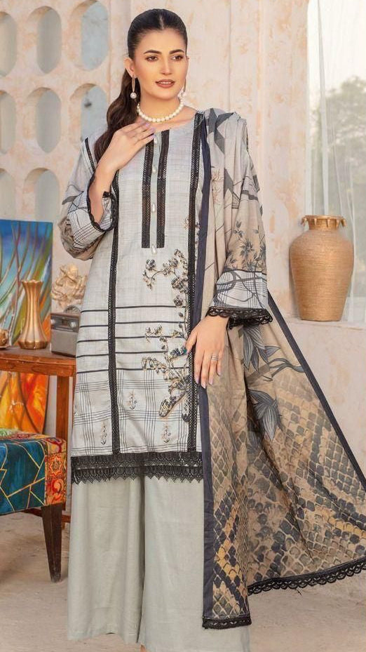 Unstiched Lawn 3 Piece