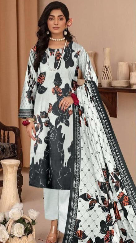 Unstiched Lawn 3 Piece