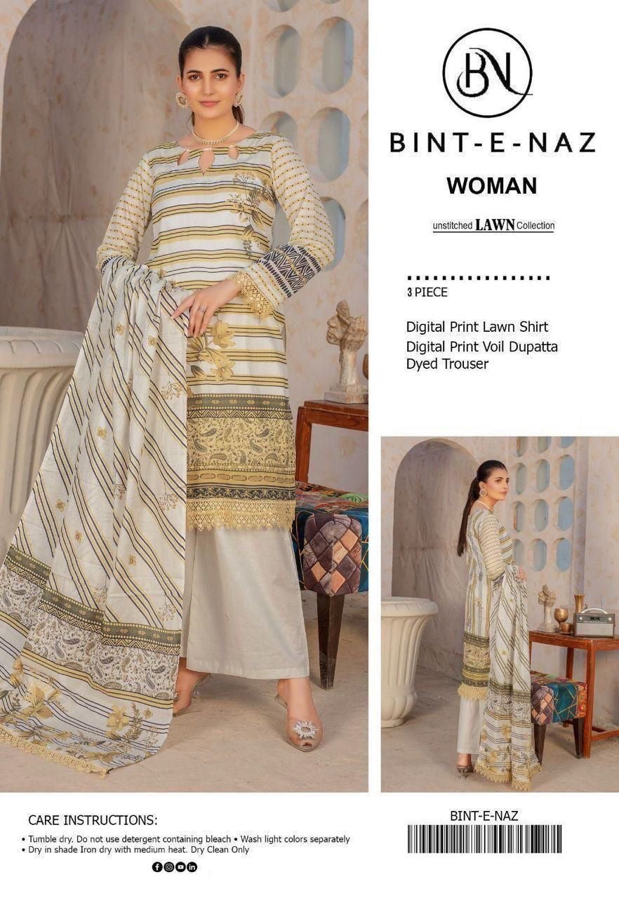 Bint e Naz Unstiched Lawn 3 Piece