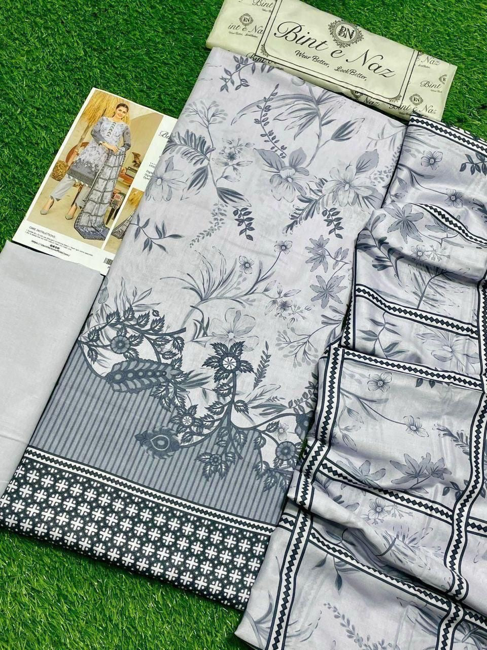 Bint e Naz Unstiched Lawn 3 Piece