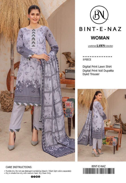 Bint e Naz Unstiched Lawn 3 Piece